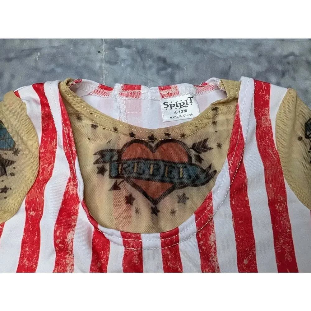 NEW! Spirit Halloween Strongman Infant Costume Jumpsuit With Barbell Size 6-12 M - Picture 5 of 12